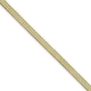 Black Bow Jewelry 3mm 10k Yellow Gold Solid Herringbone Chain Necklace - 1 of 4