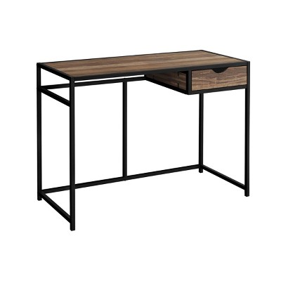 INFURNIC Desks 42"L Modern Computer Desk with Storage Drawer and Slender Metal Frame for Small Office, Brown, 42.25"*20"*30"
