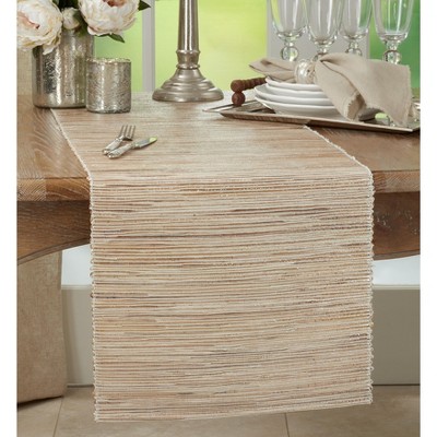 Natural Beige Jute Woven Table Runner with Metallic Shimmer