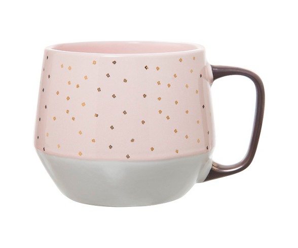 Threshold&#153; Tapered Base Mug 21oz Stoneware Set of 4- Pink/Gold Dots