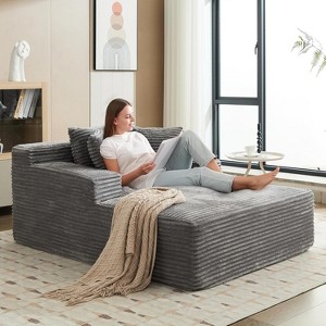 49.2" Oversized Corduroy Cloud Sofa,Convertible Chaise Lounge & Sleeper w/ 400lb Capacity – No Assembly for Living Room, Indoor Use - 1 of 4