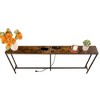 FurnitureR Narrow Console Table, 70.8 Inch Slim Long Behind Sofa Table with Charging Station, USB Ports and Power Outle Brown - 3 of 4