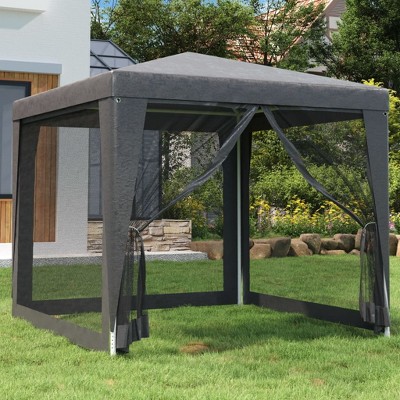 VidaXL Party Tent with 4 Mesh Sidewalls Anthracite 8.2'x8.2' HDPE