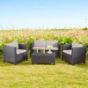 4-Piece Outdoor Sofa Set with Cushions, PE Wicker Rattan Seating Group with Loveseat, Club Chairs, and Coffee Table for Backyard, Patio, or Garden - 4 of 4