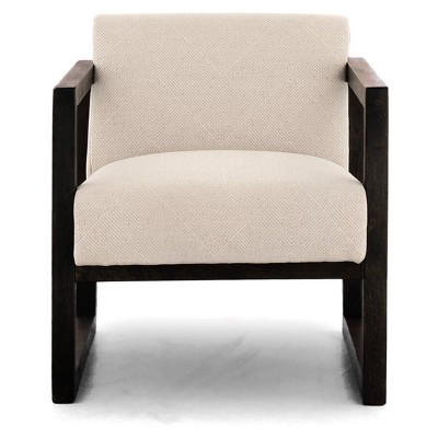Alarick Cream and Black Transitional Wood Accent Chair