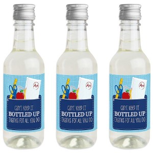 Big Dot of Happiness Funny Colorful - Mini Wine and Champagne Bottle Label Stickers - Teacher First Day of School Gift for Women and Men - Set of 16 - 1 of 4