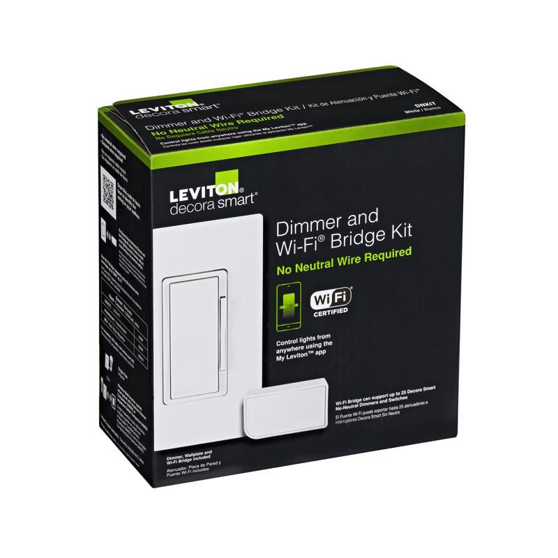 Leviton Decora White WiFi Smart Dimmer Switch w/Remote Control & Smart Bridge 1 pk, 3 of 4