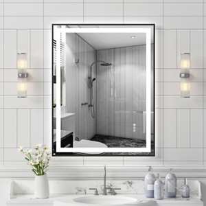 ChicFurnit Bathroom Vanity Mirrors Rectangle Frame Wall Mirror Anti Fog Mirror Decorative Wall Mirrors for Bathroom, Black, 28"*0.16"*36" - 1 of 4
