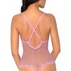 Smart & Sexy Women's Sheer Lace & Mesh Bodysuit Orchid Hue (Dot Mesh) 4X