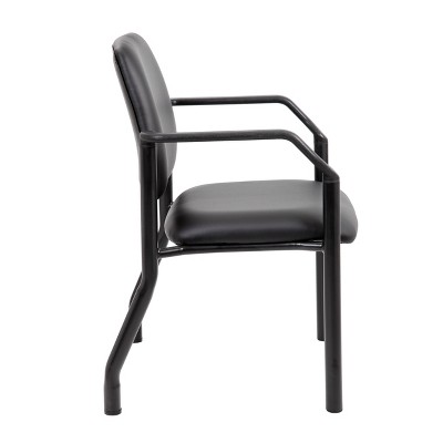 Black Mesh and Vinyl Mid-Back Guest Chair with Metal Frame