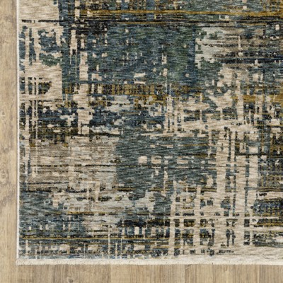 Hayden Blue and Gold Abstract Rectangular Area Rug 3'3" x 5'