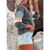 Women's Long Sleeve Crewneck Color Block Sweatshirts Casual Lightweight Pullover Tops - 4 of 4