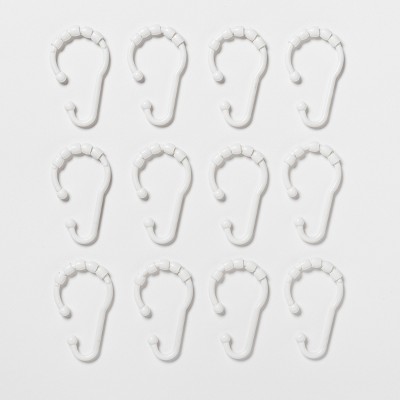 Plastic V Glide Hooks White - Room Essentials&trade;: ABS Material, 12-Pack, Glossy Finish, Shower Liner Rings