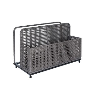 Outdoor Wicker Patio Pool Float Storage Basket PE Rattan with Rolling Wheels for Floaties, Life Vests, Beach Balls, Toys, and Patio Furniture - 1 of 4