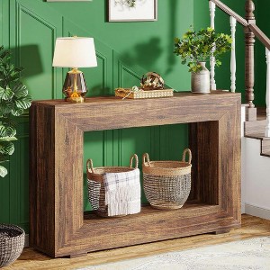 KTMBDW Farmhouse Console Table, 47 Inches Entryway Console Table with Storage, Industrial Hallway Accent Table for Living Room, Entrance, Rustic Brown - 1 of 4