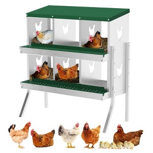 Nesting Boxes for Chickens, 6 Holes Chicken Laying Box Lid Cover Easy Egg Collection, Mental Nesting Box with for Poultry Coop, Farm, Yard - 1 of 4