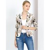 INSPIRE CHIC Women's Open Front Office Long Sleeve Lightweight Printed Floral Crop Suit Blazer - 3 of 4