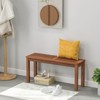 Tangkula 1PC/2PCS Patio Wood Bench 2-Person Solid Wood Bench w/ Slatted Seat 39.5” Long Bench w/ Stable Wood Frame - 2 of 4