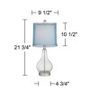 360 Lighting Modern Accent Table Lamps 21.75" High Set of 2 with USB Charging Port Clear Glass Blue Drum Shade for Living Room Desk Bedroom Office - 4 of 4
