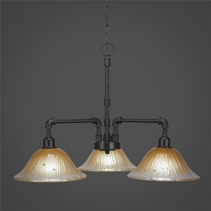 Toltec Lighting Vintage 3 - Light Chandelier in  Dark Granite with 10" Amber Crystal  Shade - 1 of 1