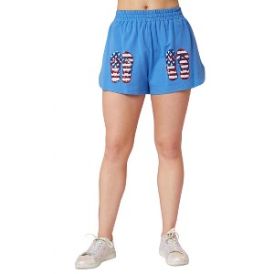Women's America and Flip Flops Sequin Shorts - FANTASTIC FAWN - 1 of 3
