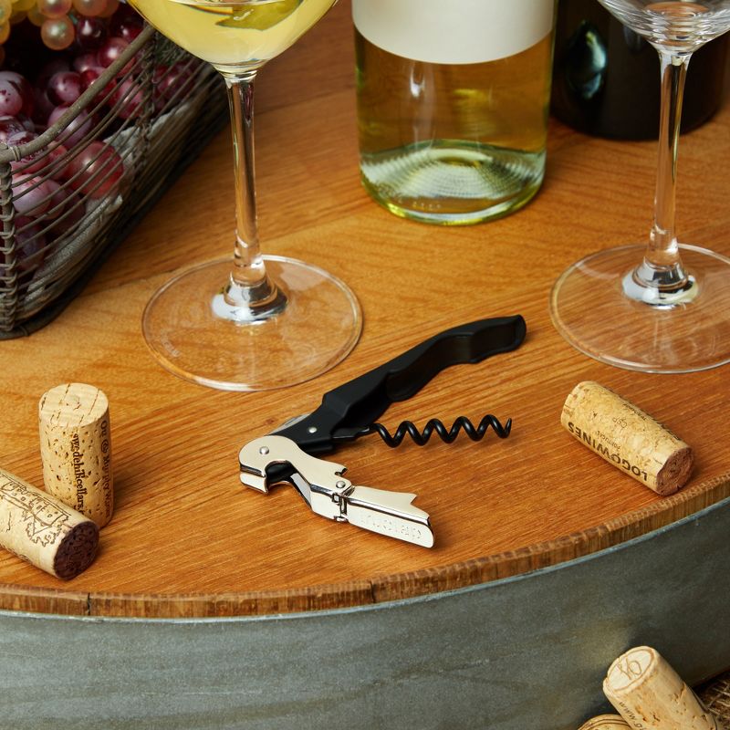 True TrueTap Double Hinged Waiter’s Corkscrew, Black Wine Bottle Opener with Foil Cutter, Wine Key, 2 of 7