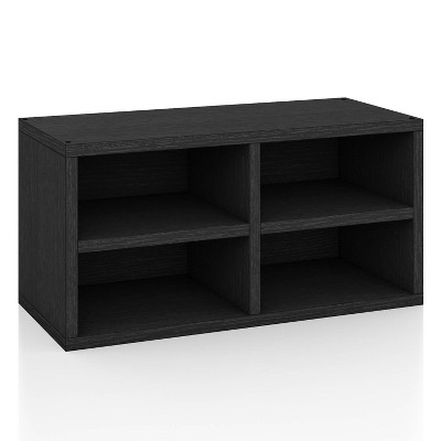 Way Basics Eco Stackable Connect Rectangle Shelf Black Wood Grain