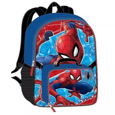 Marvel Spiderman 16" School Backpack with Large Pocket & Rectangular Lunch Bag