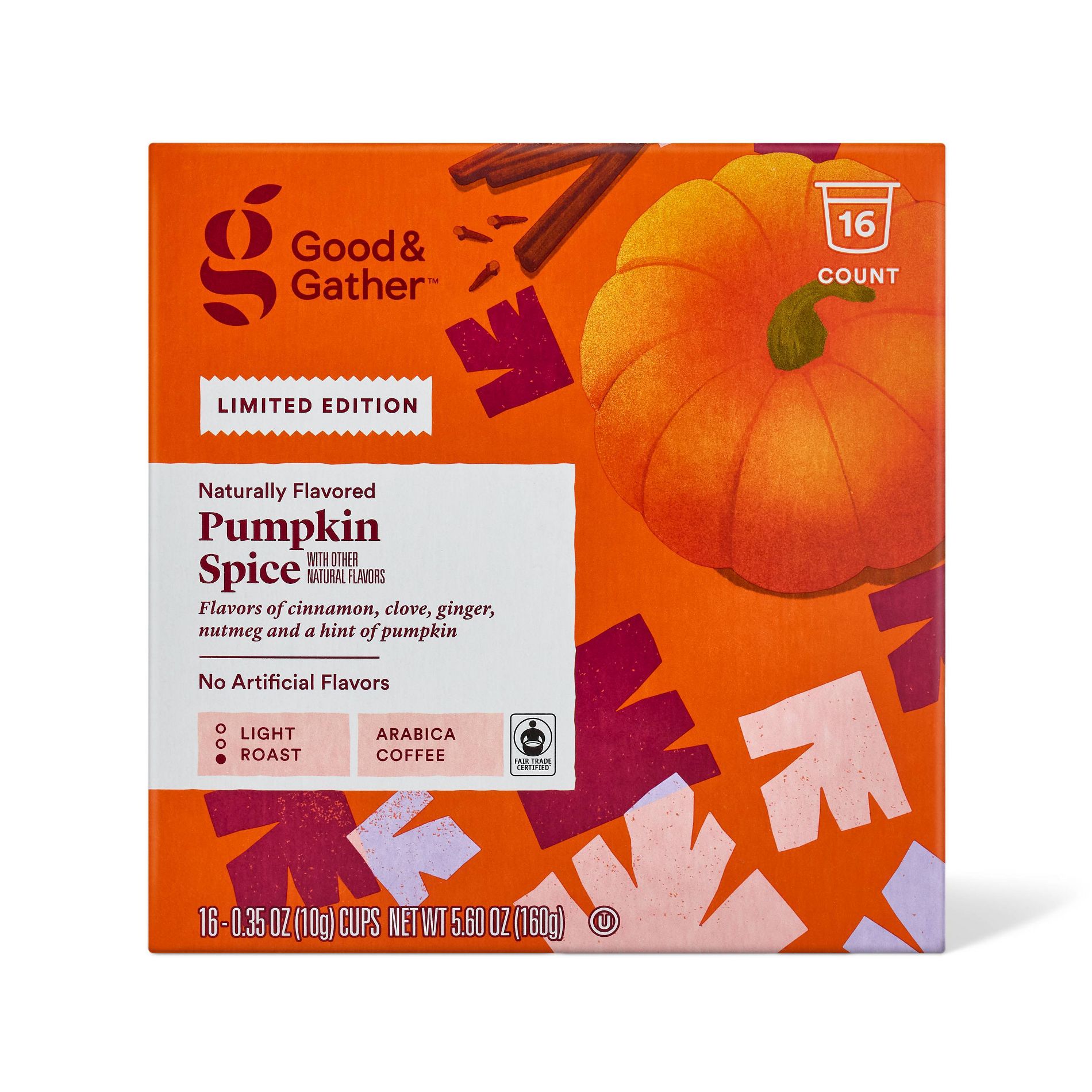 Naturally Flavored Pumpkin Spice Light Roast Coffee  - 16ct Single Serve Pods - Good & Gather™