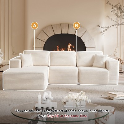 MAYEERTY 104 in Plush Fleece Convertible Sofa, Compressed Zero-Assembly Modular Beige Living Room Sofa£¬Only Part B