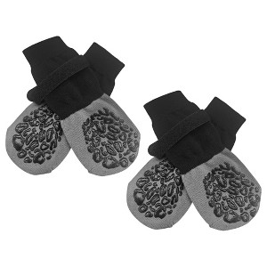 Unique Bargains Pet Socks with Reflective Adjustable Tapes for Dog Black Dark Gray 4 Pcs - 1 of 4
