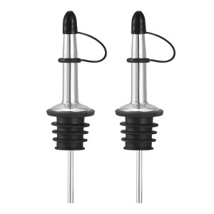 Unique Bargains Stainless Steel Leakproof Odorless Liquor Pourers with Rubber Dust Cap 2 Pcs - 1 of 4