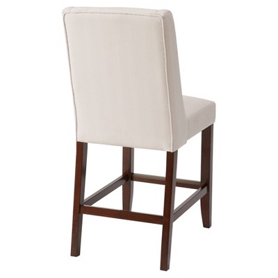 Taye Wing Classic Cream Counter Stool with Espresso Wood Finish