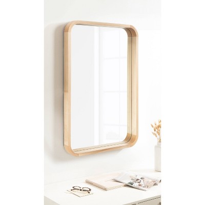 Natural Wood Rectangular Vanity Wall Mirror, 24 x 36