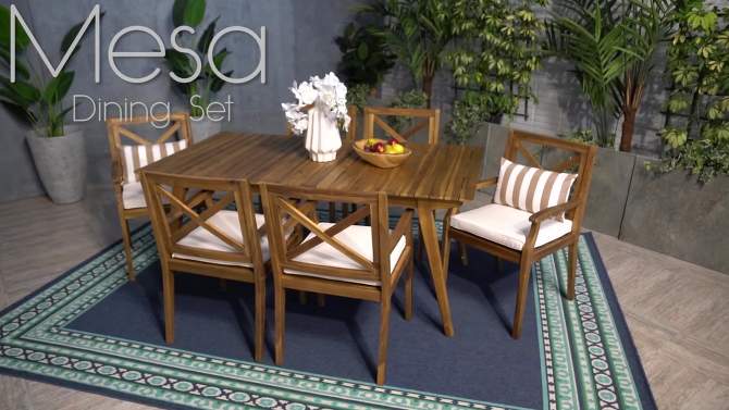 Mesa 7pc Acacia Wood Patio Dining Set - Christopher Knight Home, 2 of 9, play video