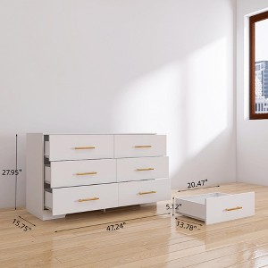 Okak 2 Row 6-Drawer Dresser,Modern Chest of Drawers with Large Storage Space,Matte Finish Storage Cabinet for Living Room,Entryway - 1 of 4