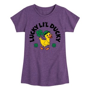 Girls' - Instant Message - St. Patrick's Day Lucky Lil Ducky Fitted Short Sleeve Graphic T-Shirt - 1 of 4