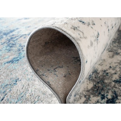 Contemporary Jasper Abstract Blue 5' Square Synthetic Rug