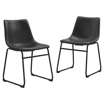 Set Of 2 Laslo Modern Upholstered Faux Leather Dining Chairs