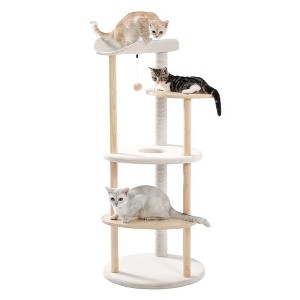 Multi-Level Cat Tree, Cat Tower Durable Sisal-Covered Scratching Posts,Cozy Caves,Condo,Dangling Ball,Jumping Platform for Cats Play &Sleep,Pet House - 1 of 4