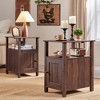 2 PCS Nightstand with Charging Station & Barn Door & Open Shelves，Farmhouse End Table for Bedroom, Living Room - 2 of 4