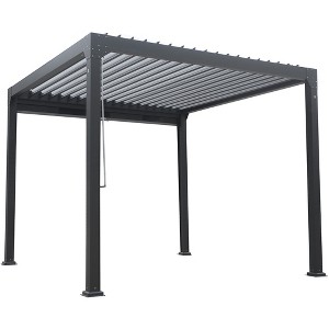 Modern Home 10'x10' Aluminum Louvered Outdoor Pergola - Patio Sun Shade Gazebo - 1 of 4