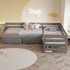 Twin Size L-Shaped Daybed with 3 Storage Drawers, Wood Bed Frame - ModernLuxe - 2 of 4