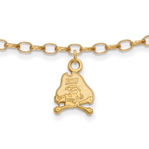 Black Bow Jewelry 14k Yellow Gold Plated Sterling Silver East Carolina Pirates NCAA Anklet 9 Inch - 1 of 4