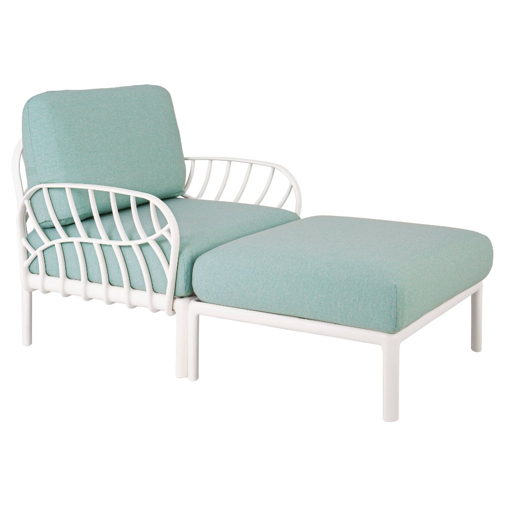 Photos - Garden Furniture Lagoon Laurel Outdoor Chaise Lounge with Cushion - White/Seafoam  