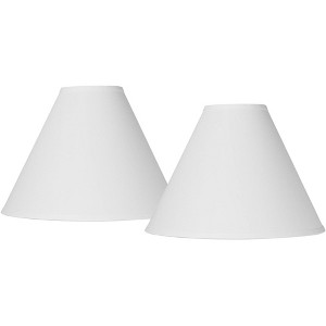 Springcrest Set of 2 Bell Lamp Shades White Medium 5" Top x 15" Bottom x 10.5" High Spider Replacement Harp Finial Fitting - 1 of 4