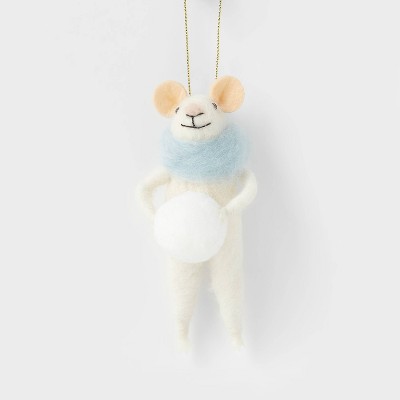 Boiled Wool Pastel Mouse Christmas Tree Ornament - Wondershop™