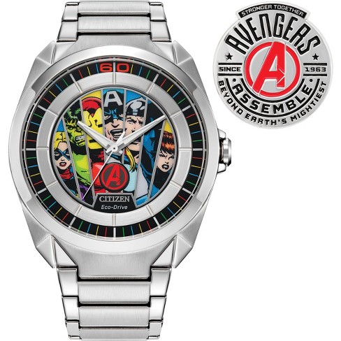 Citizen Marvel Eco drive Featuring Avengers 3 hand Stainless Steel Bracelet Pin Box Set Target