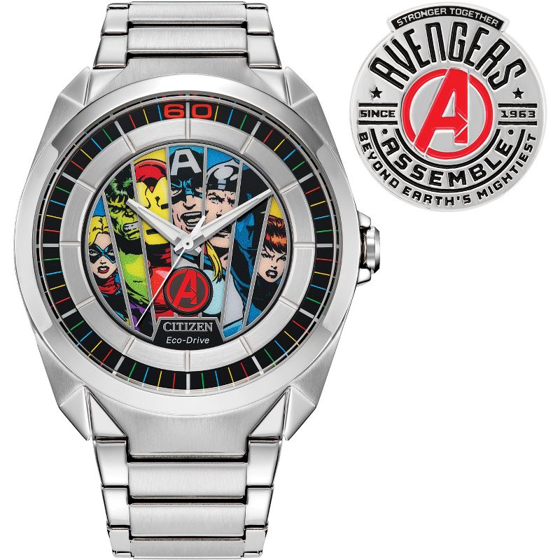 Citizen Marvel Eco-Drive featuring Avengers 3-hand Stainless Steel Bracelet Pin Box set, 1 of 9
