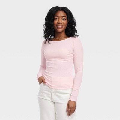 Women's Long Sleeve Lightweight T-Shirt - Universal Thread™ Pink L
